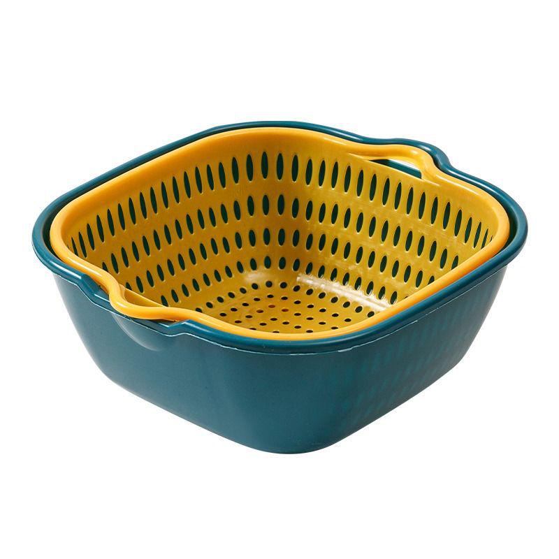 Dual-Layer Vegetable Washing and Drain Basket: Kitchen & Living Room Fruit and Vegetable Colander.