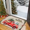 Red Truck Merry Christmas Doormat Festive Decorative Rug Indoor/Outdoor Entrance Mat Non-Slip, Stain-Resistant Home Decor