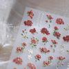 Gold Stamped Blooming Red Peony 3D Self-Adhesive Nail Art Stickers Lily Magnolia Camellia Daisy Rose Manicure Decals