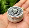 999 Silver Lion Design Trinket Box, Oxidized Hinged Casket Container