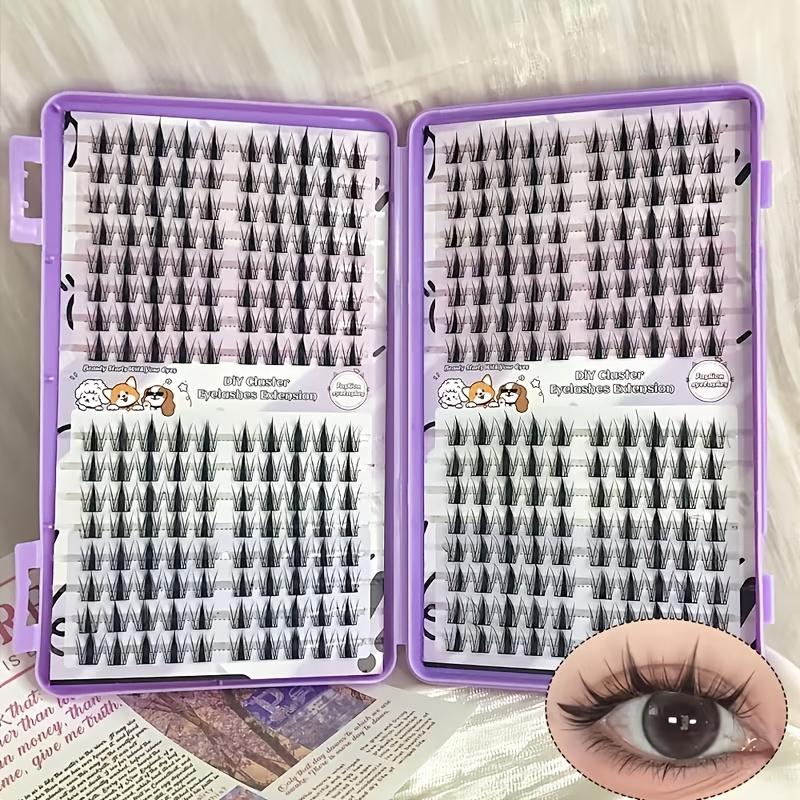 320Pcs 13mm Manga Eyelash Clusters, 0.07mm Pointed DIY Anime Lashes, Natural Korean-Style Reusable Clusters for Beginners
