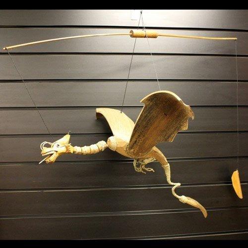 Dragon Hanging Mobile Large Natural Coconut 46cm