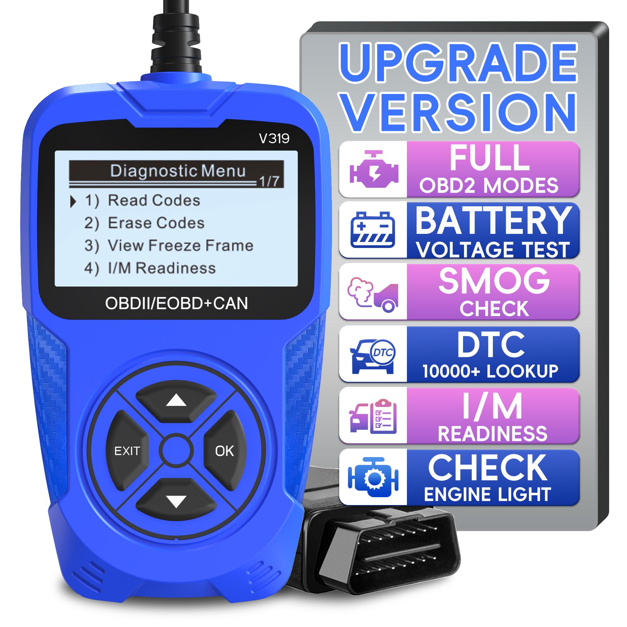 

Сканер OBD2 Диагностический инструмент Считыватель кодов неисправности двигателя Сканер EOBD/OBDII со сбросом, Автоматическая проверка двигателя Расширенные диагностические инструменты синий