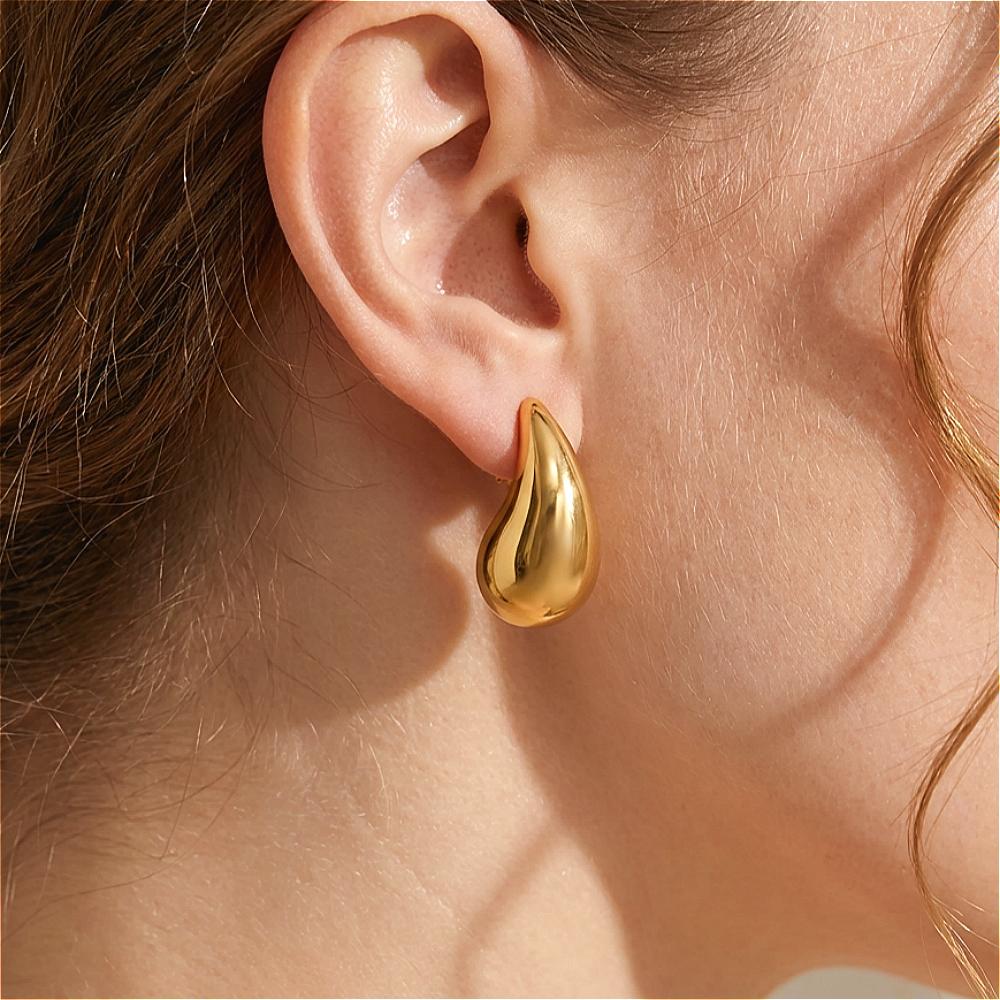 10-31mm Edelstahl Vintage Klobige Wassertropfen Ohrringe für Damen Vergoldet Dicke Ohrringe Statement Hochzeits Schmuck Geschenke