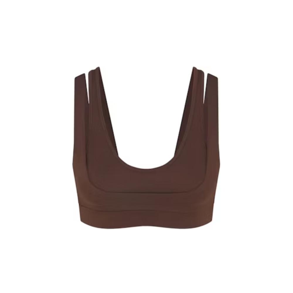Nike x SKIMS Women's Matte Double Strap Scoop Bra Dark Sepia