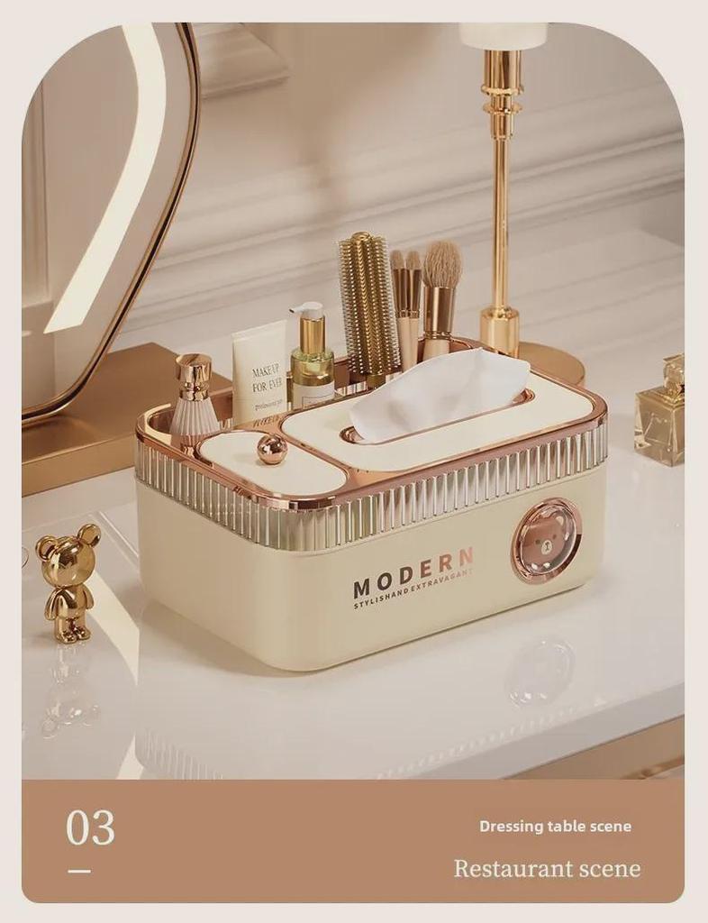 Elegant Multifunctional Tissue Box with Remote Storage for Living Room or Bedroom