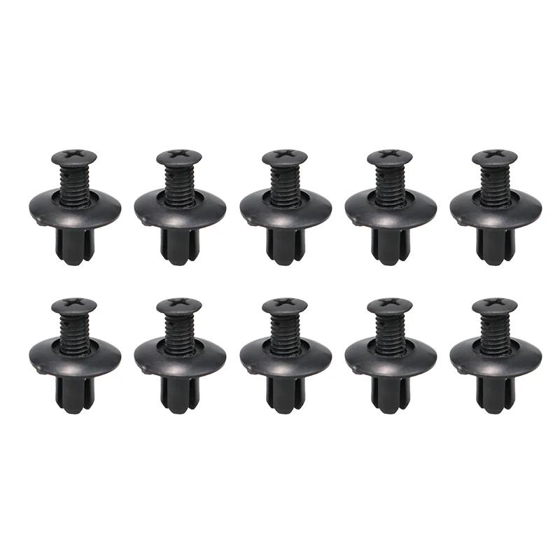 8mm Plastic Rivets Fasteners Suit for Car Bumper Fender, Black Clips Suit for Toyota, Nissan, Kia, Yamaha