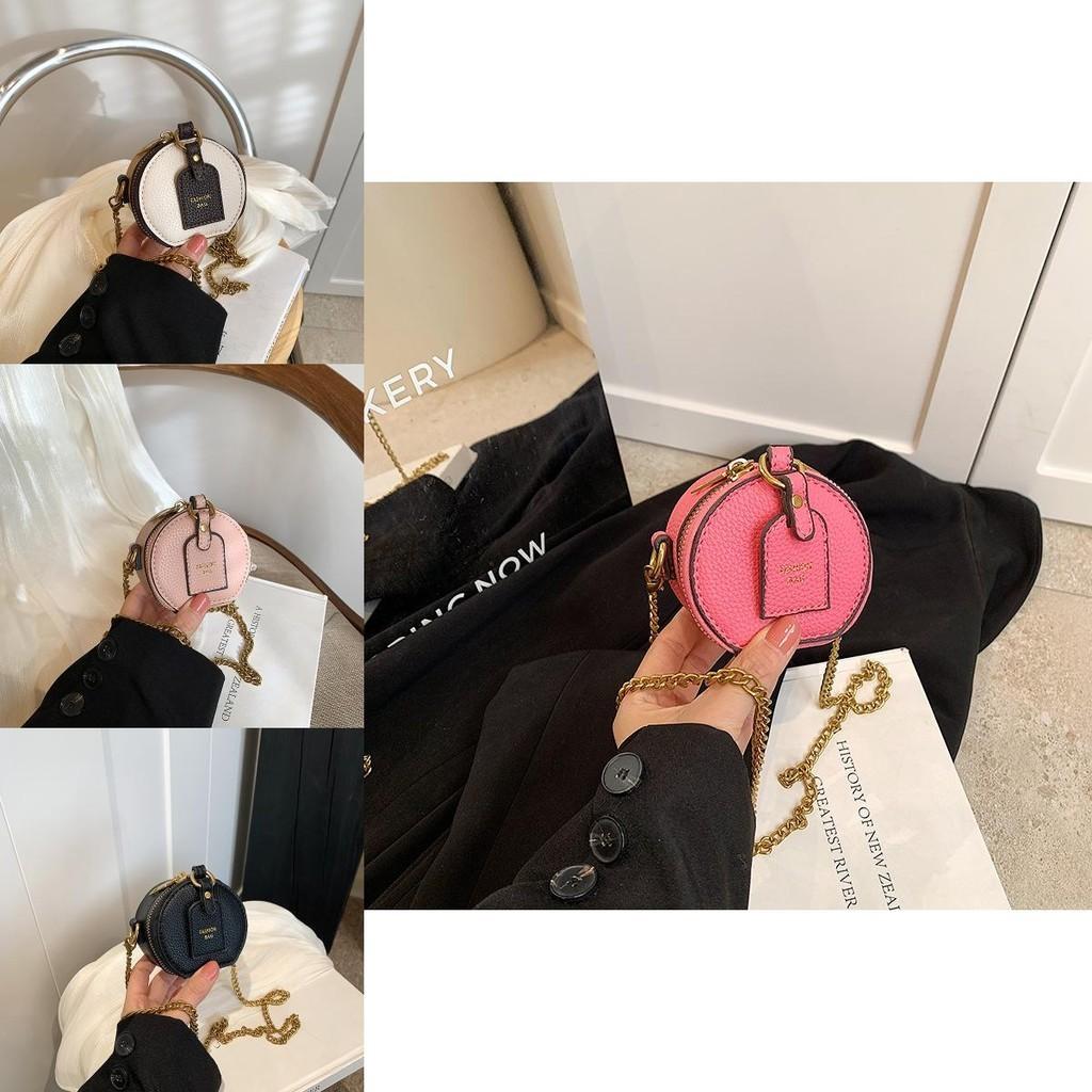 Stylish Retro Mini Round Bag For Kids And Adults With Chain Design Lightweight