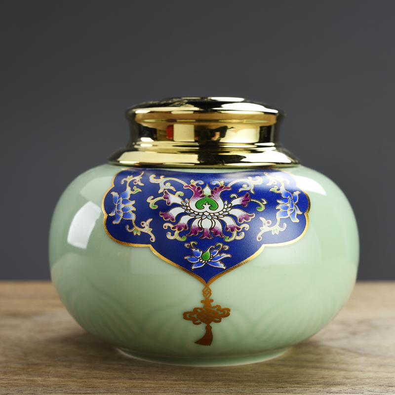 

Роскошный керамический контейнер для чая в стиле суда, контейнеры для чая Улун Тегуаньинь, контейнер для чая для путешествий, герметичный резервуар для хранения кофейного порошка D 13x10.4cm