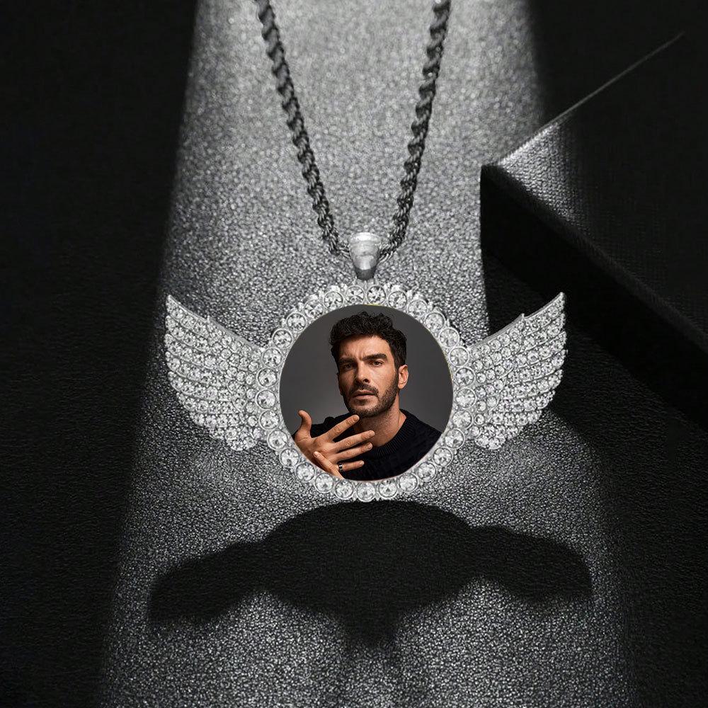 European Hip Hop Personalized Round Photo Men's Necklace
