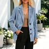 Women Lapel Collar Single Breasted Corduroy Jacket Plush Lined Casual Long Sleeve Blazer Coat