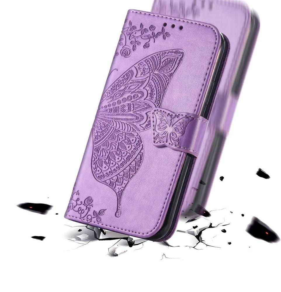Flip case for Vivo Y19s, Butterfly, purple