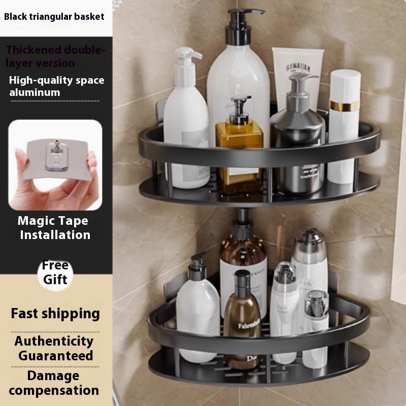 Bathroom Organizer Rack Punch-free Wall Mounted Triangle Storage Rack Corner Shelf Wall Soap Holder