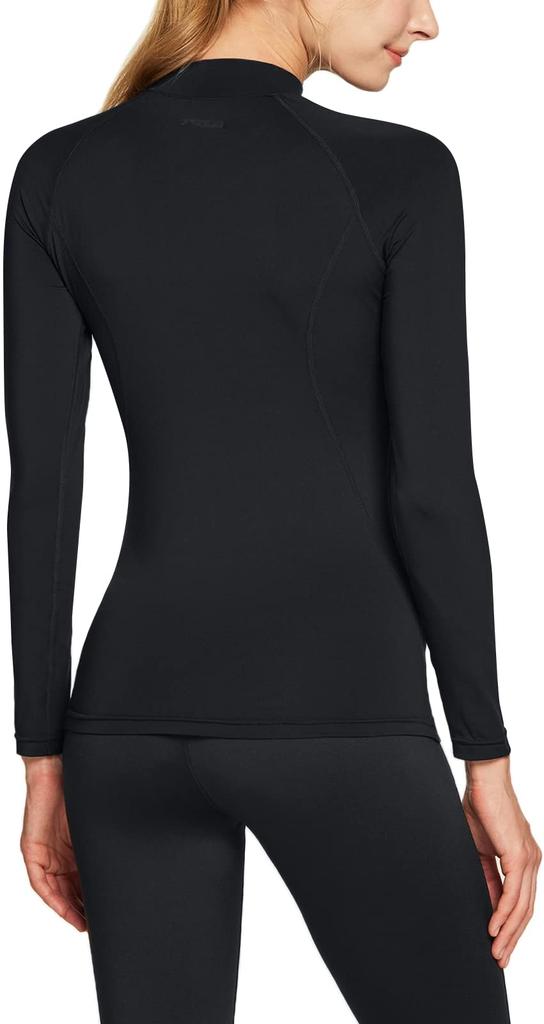 Tesla Sports and Long Sleeve Compression Perfect for and Yoga Women's High-Neck Undershirt, 2-Piece Set, Fleece-Lined, Moisture-Wicking, Quick-Drying,