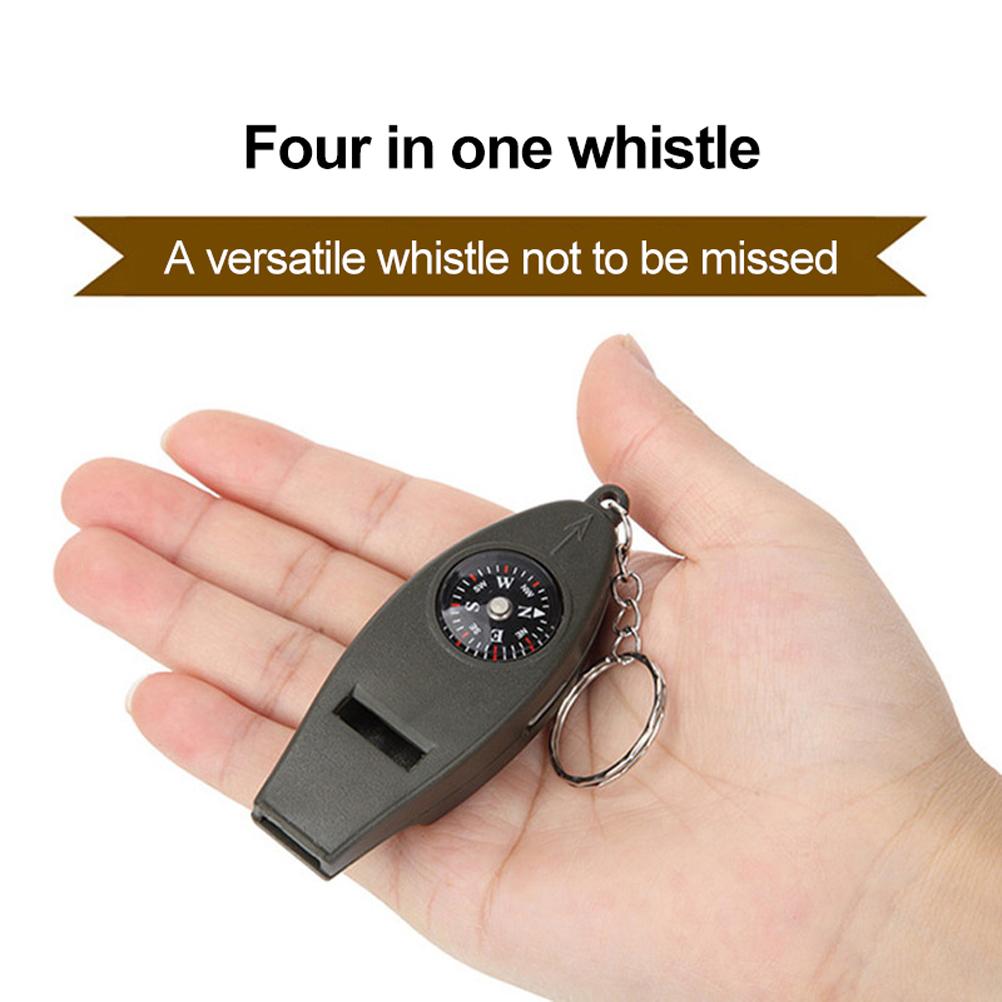 4Pcs 4 in 1 Emergency Whistle with Compass Thermometer Magnifier Portable Survival Multitool for