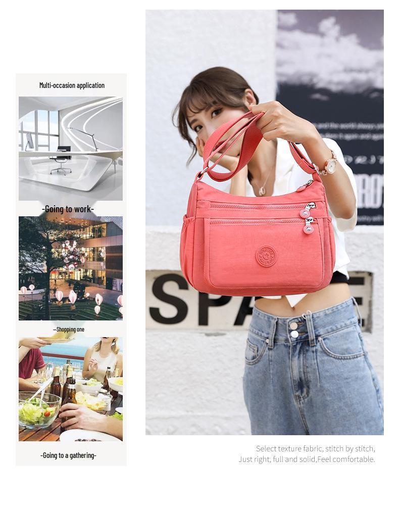 Damen Quadratische Nylon Schultertasche - Großes Fassungsvermögen, Einfarbig, Modisches Casual-Design