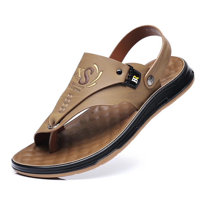 Fashion Fashion Casual Flat Outdoor Beach Men Sandals Summer Soft Sole Male Flip-flops Leather Lightweight Man Slippers Sandalias Hombre