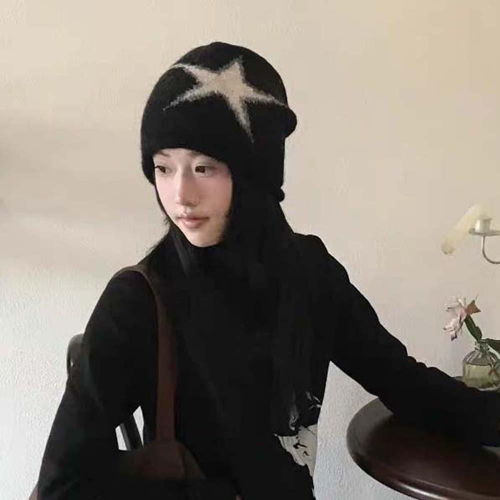 Hip-hop Star Knitted Hat Elastic Y2K Pullover Cap Personality Brimless Beanie Cap  Gifts