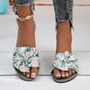 2025 Women's Clip Flip Flops Linen Ladies Floral Print Tongs Femme Bow Slippers Bohe Beach Shoes Straw Men's Flat Sandals Trends