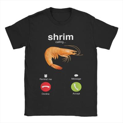 Harajuku T-shirt Shrim is calling błędnie napisany zabawny mem z krewetką wołającą Koszulki Popularna Koszulka dla Mężczyzn Odzież z Krótkim Rękawem