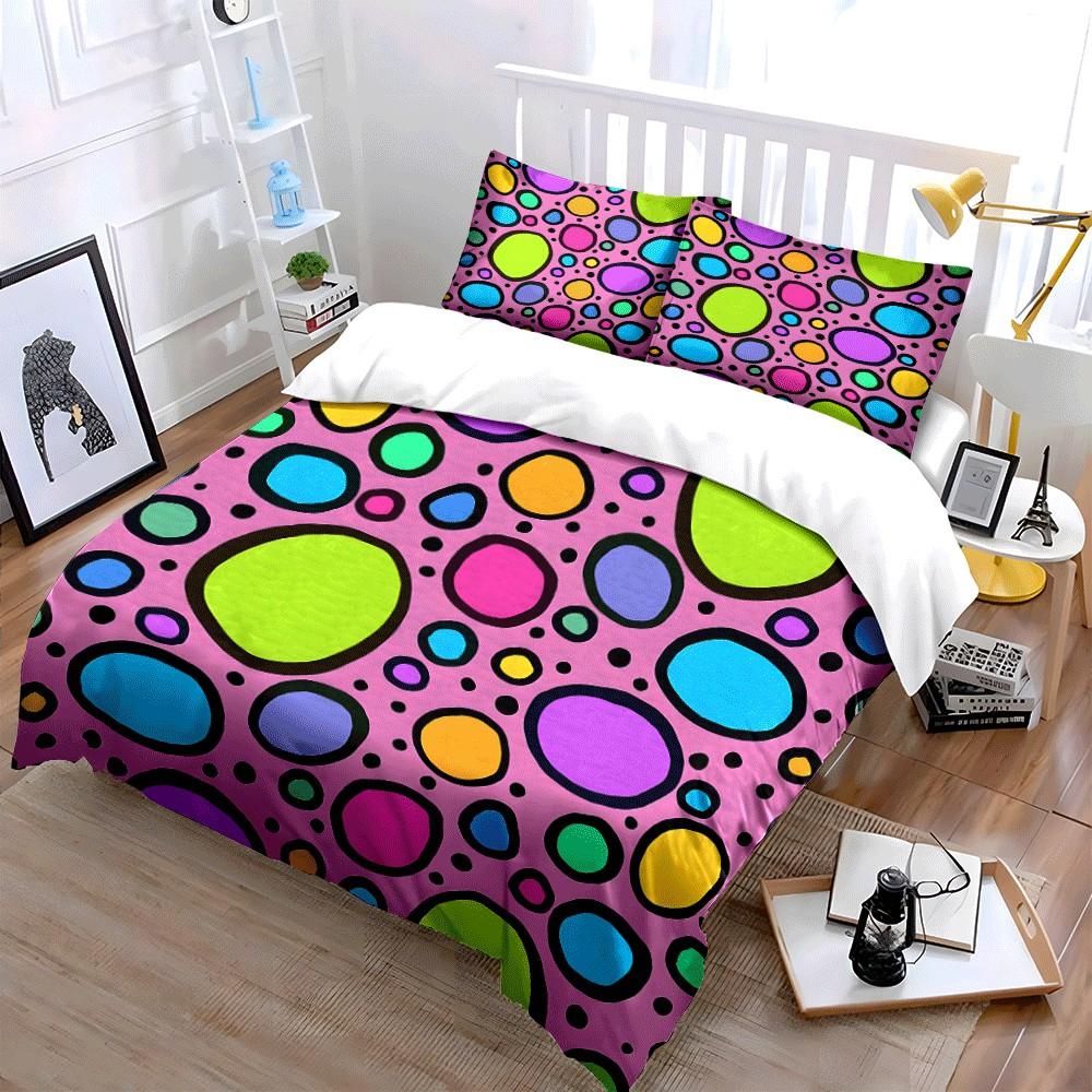 Colorful Polka Dot Three-Piece Set Exquisite Three-Piece Bedding Set Gift For Kids And Adults