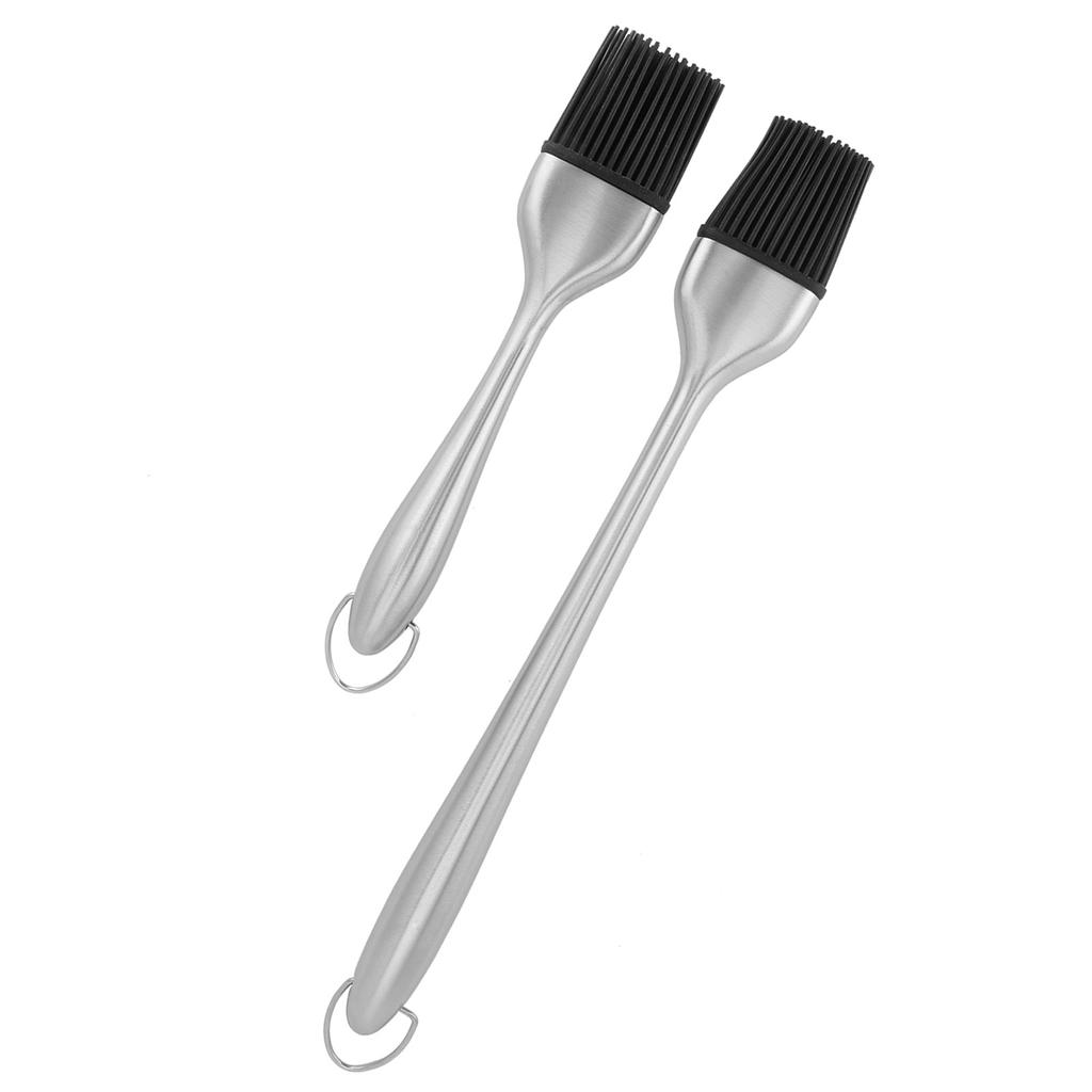 2Pcs Set Stainless Steel Oil Brush with Food Grade Silicone Barbecue Baking Oil Brush for Home