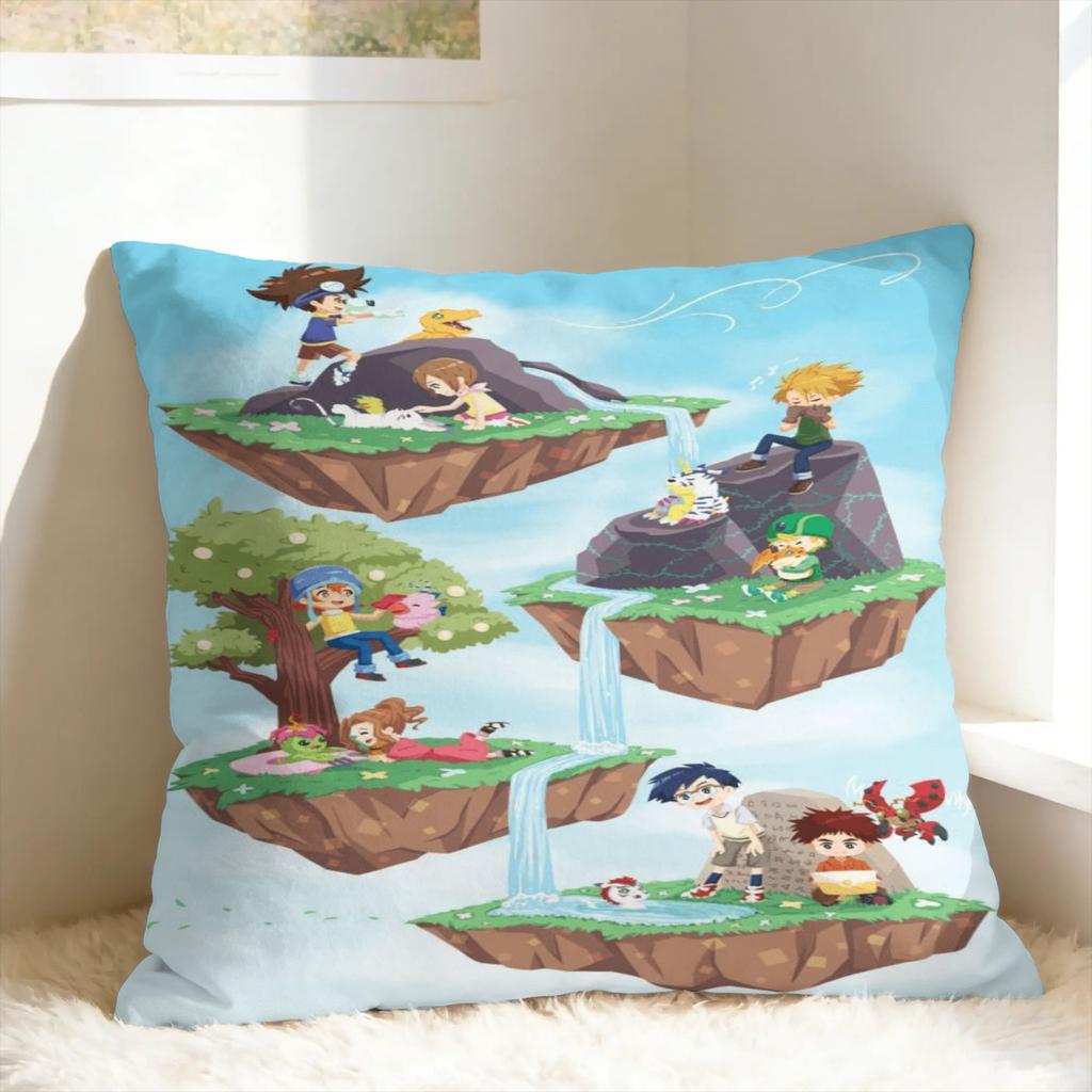 Pillow Cover Anime D-DigimonS Novelty Pillow Case For Sofa Couch Bed Living Room Pillowcases