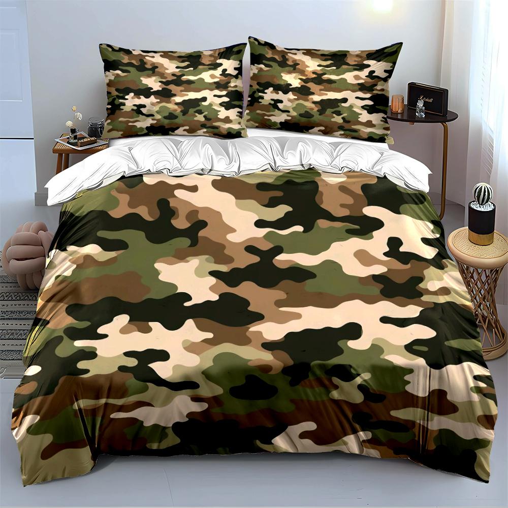 Camouflage Pattern Bedding Set 3-Piece Bedding set (1 duvet cover, 2 pillowcases, duvet not included)