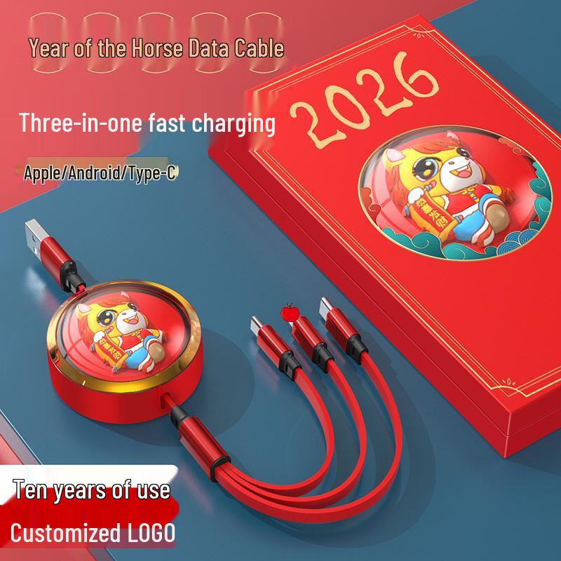 100W Retractable 3-in-1 Fast Charging Cable with Custom Logo