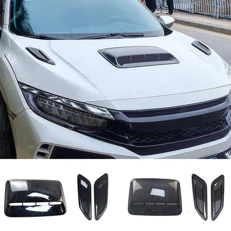 3PCS Universal Car Air Flow Intake Hood Scoop Vent Bonnet Decorative Cover Center Side Air Outlet Hood Auto Exterior Accessories