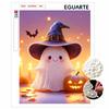 Halloween Cute White Character Witch Hat Pumpkin Bat Candle Pearl Painting Handmade Diy Art Pearl Home Decoration Painting