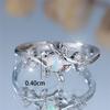 Charm Female White Fire Opal Stone Round Leaf Ring Silver Color Cute Gift Wedding Jewelry For Women