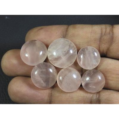 13-17 MM Natürlicher Rosenquarz Runder Cabochon Lose Edelsteine 6 Stück Los 62 Karat. A-357
