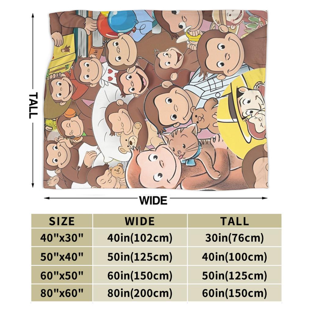 Cartoon Curious George Flannel Blanket  Soft Warm Throw Blanket for Couch Chair Decorative Funny Bedspread Sofa Bed Cover