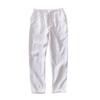Harajuku Pure Linens Men's Pants Summer Joggers Pants Solid Color Drawstring Elastic Waist Pencil Long Pants Breathable Men Trousers
