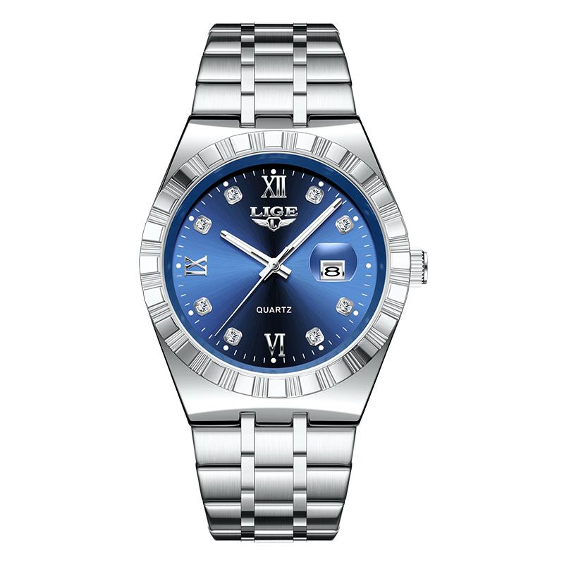 LIGE Damenuhr Quarz schlicht Luxus leuchtend Edelstahl Kalender wasserdicht Damenuhr Armbanduhr reloj