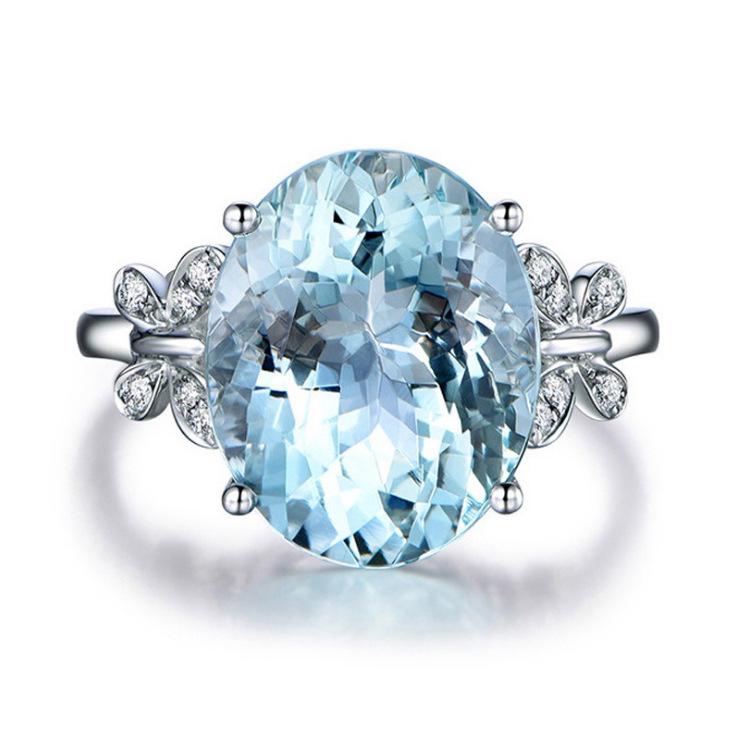 European  American Rhinestone Crystal Butterfly Oval Ring - New Fashion Style Size 10