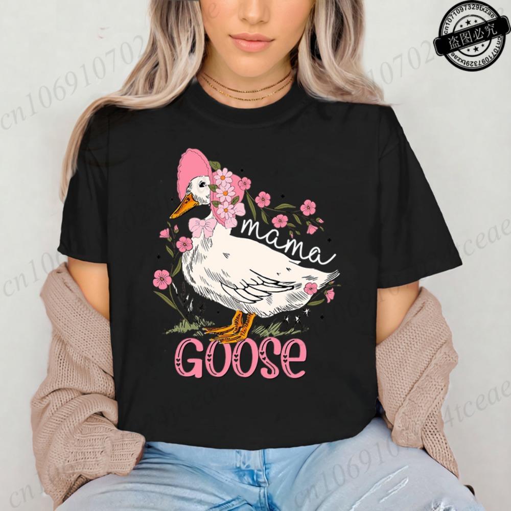 Mama Goose Cute T-Shirts for Women,Grateful for Being Mom Tee Tops,Strong and Bless Mom Women s Shirt Clothes,Gift for Mother M