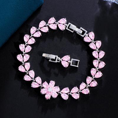 Vícebarevné volitelné šperky se zirkony a měděným intarziem Kreativní květinový náramek