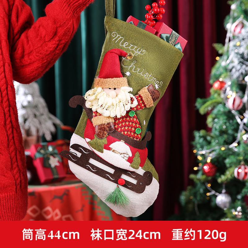 Christmas stockings candy bag, Christmas decorations cartoon Santa tote bag, holiday pendant scene arrangement