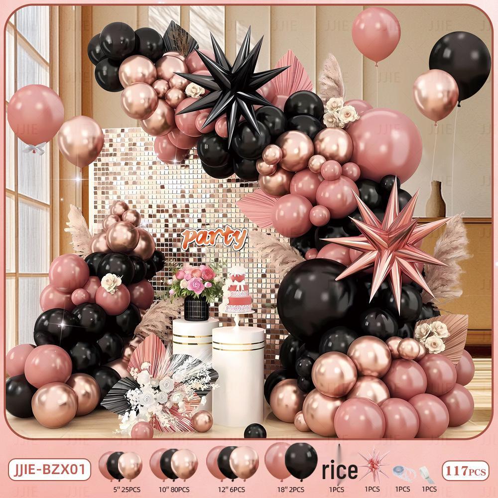 Elegant Red, Black & Gold Balloon Chain Set for Celebrations: Birthday, Graduation, Wedding