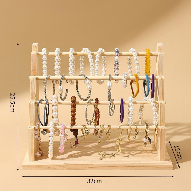 Suporte de Exibição de Rack de Armazenamento de Tiara de Madeira 2 Camadas Uso Doméstico Acessórios de Cabelo Joias Exibidor de Tiara Armazenamento de Joias