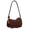 Coach Waverly 24 Brand Logo Grained Leather Shoulder Bag Medium Women's Maple Brown