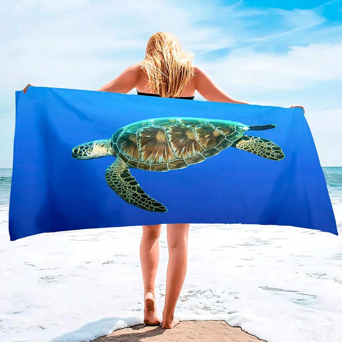 

Sea Turtle Beach Towel Oversized Sand Free Ocean Animal Bath Towel Microfiber Lightweight Spa Sport Travel Swimming Pool Towels W30*H60(CM)