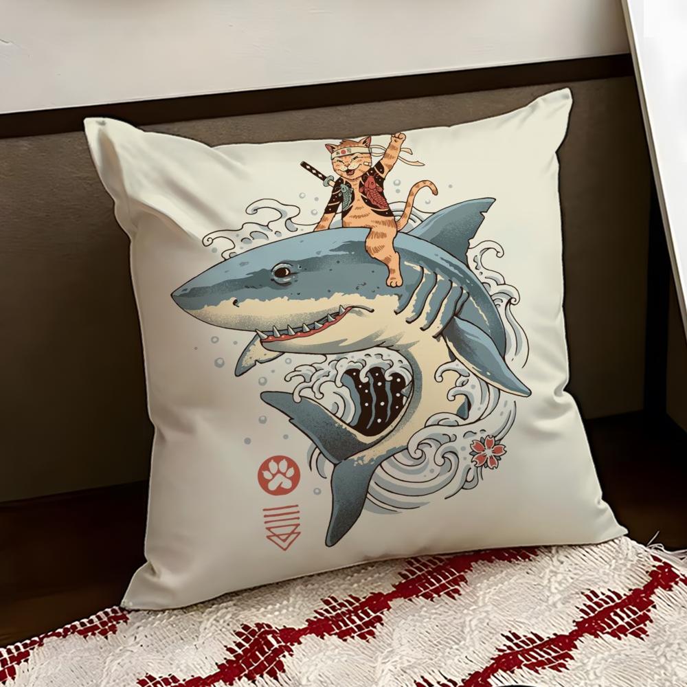 Japanese Style Cat Cushion Cover Reversible Soft Durable Pillow Cover Home Car MultiScene Use for Daily Comfort