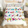 Cartoon Birds Duvet Cover SetWatercolor Cute Music Animal Bedding Set Comforter CoverChildlike Style Quilt Cover Set Full Size