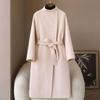 2026 Spring Alpaca Double-Faced Wool Plus Size Women's Long Belted Coat