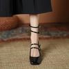 Fashion Luxury Designer Women's Sandals Sexy Ankle Strap Buckle Square Toe Chunky High Heels Black Summer Black Elegant Slingback Pumps