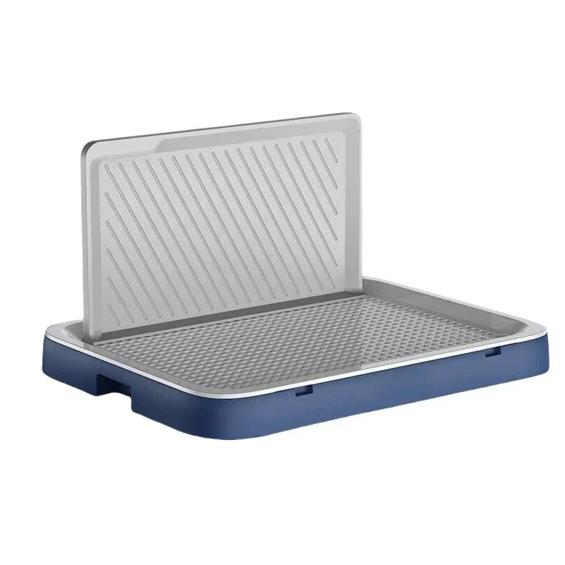 

Туалет для домашних животных собак с защитой от брызг - Конструкция с перегородкой со съемной сеткой, горшок для щенков, лоток для кошачьего наполнителя и практичный инструмент для обучения уборке L 50.5x39cm синий