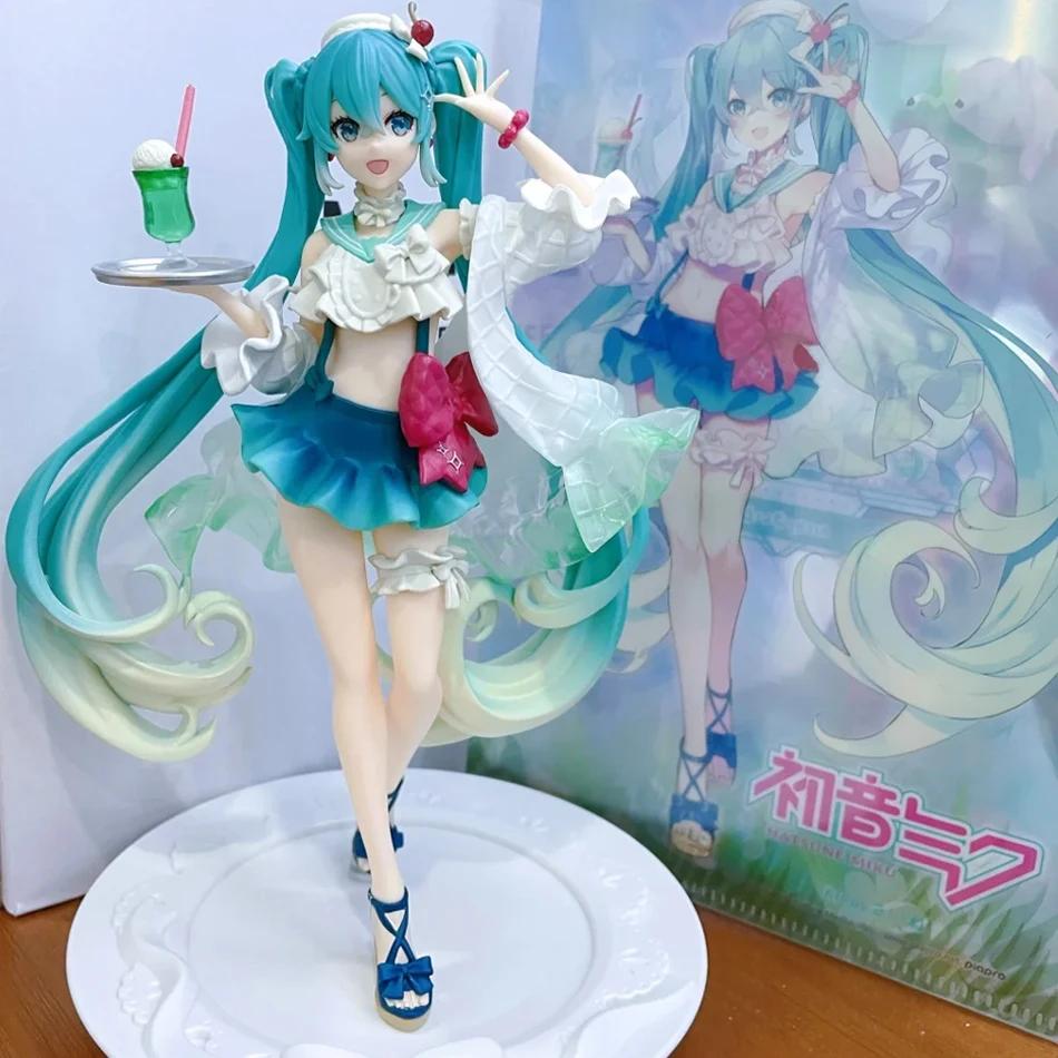 18CM Anime Hatsune Miku Figure Sweet Sweets Melon Soda Float Standing Figure Cute Toy Gift Collection Aciton Figure PVC Dolls